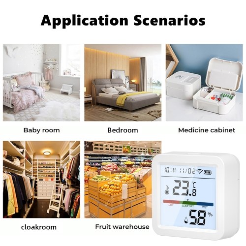 WiFi Thermometer Hygrometer TY App Smart Thermometer for Home LCD Backlight with Detachable Stand Digital Temperature Humidity Sensor Real-time Monitoring Recordin for Bedroom Greenhouse Garage 