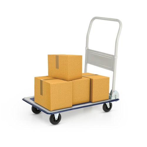 iKayaa Schwerlast 150kg Kapazität Folding Plattformwagen Wagen Warehouse faltbare Dolly Hand Truck 4 Räder für Office Industrie Garten