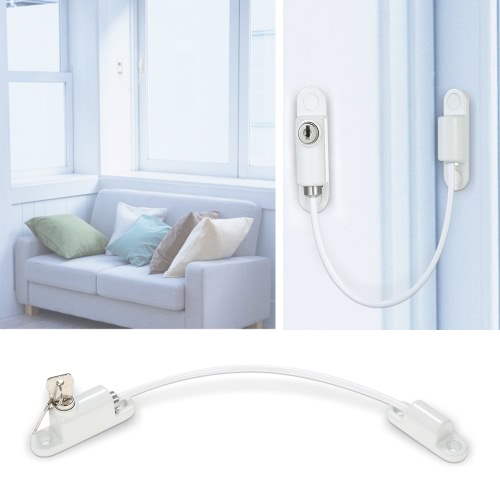 Universal Window Door Cable Restrictor Child Baby Safety Security Lock Catch Wire White