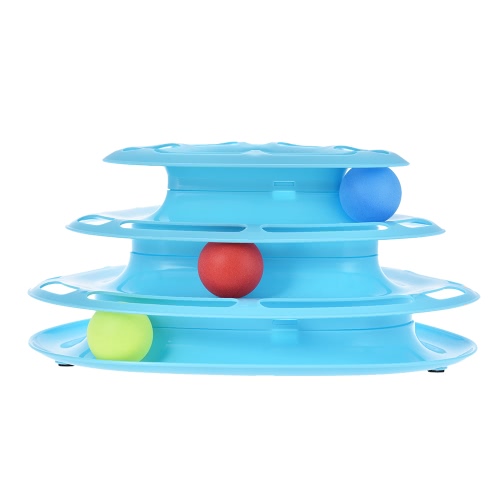 

Pet Educational Three Levers Tower of Tracks Interactive Cat Toys with Scratching Balls Amusement Plate for Kittys