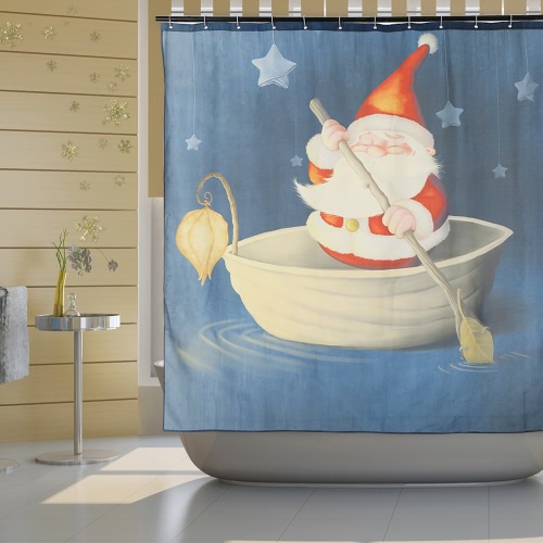 

72 * 72 '' Новогодний занавес для ванной комнаты Santa Santa Водонепроницаемый мягкий занавес для душа с застежкой для ключей 12шт Рождественские украшения