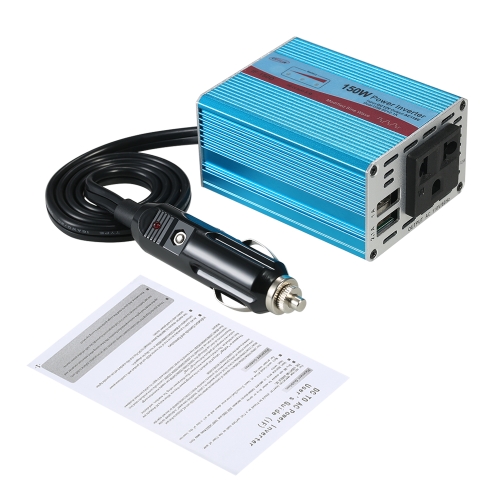 

150W Car Power Inverter Modified Sine Wave DC 12V to AC 110V Converter with Battery Indicator 2.1A 1A Dual USB Charger