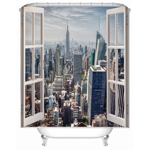 

Simulation 3D Seaview Natural Scenery Waterproof Shower Curtain Drapes of Bathroom Toilet with Hooks
