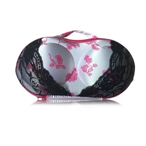 

Colorful Pattern Underwear Storage Box Portable Bra Bag with Mesh and Handle for Travel Fitness