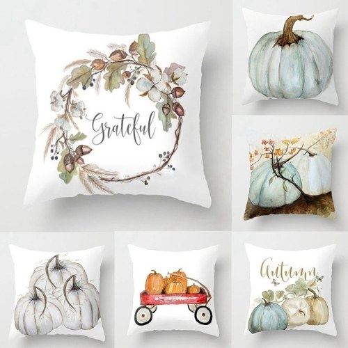 

Watercolor Pumpkin Throw Pillow Covers Halloween Thanksgiving Day Cotton Linen Car Sofa Pillowcase Home Decor