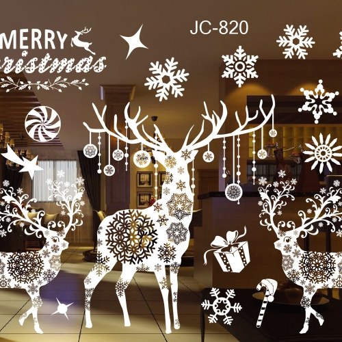 

Glue-free Static White Snowflake Elk Santa Sticker