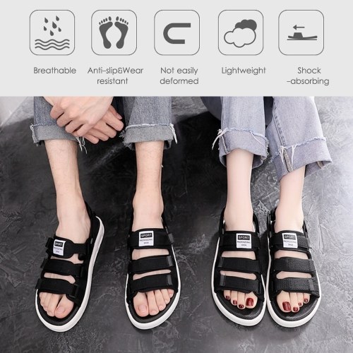 

Anti-Slip Rubber Sandals Unisex Shoes with Open Toe Design Comfortable Footbed Flat Shoes for Traveling Hiking Sea Beach Camping