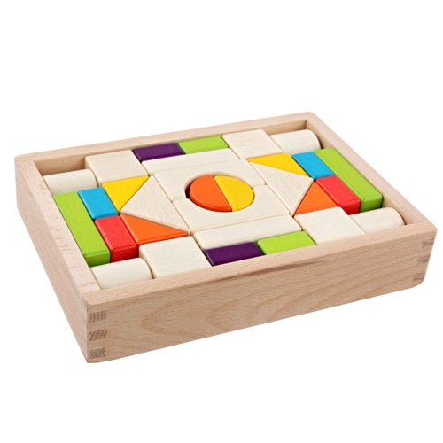 

30PCS Colored Building Blocks Wooden Puzzle Blocks Kids Toddler Puzzle Toys Preschool Shapes Geometric Blocks Stacking Games