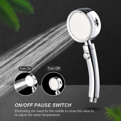 High Pressure Shower Head with 4 Spray Settings ON/Off Pause Switch Water Saving Polished Handheld Showerhead G1/2 Adjustable Bathroom Shower Head Bath Handheld Shower Head Replacement