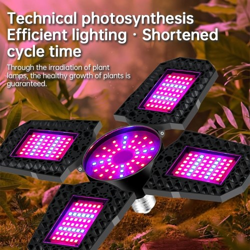 Grow Lights for Indoor Plants 240 LEDs Full Spectrum Red Blue Light 4 Blades Full Coverage 90° Collapsible Waterproof Outdoor Indoor Plant Growing Lights with E27 Base 