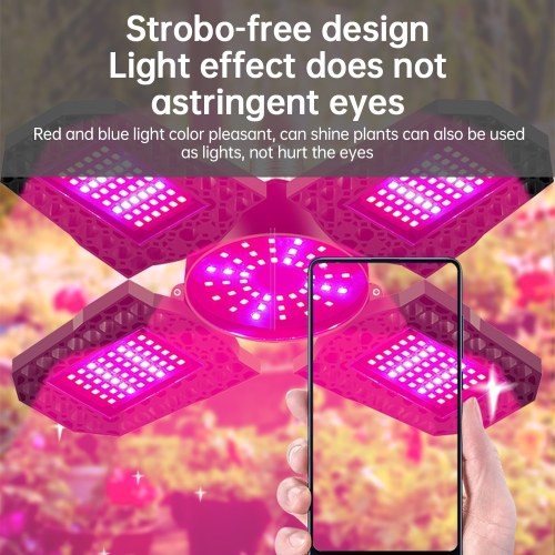 Grow Lights for Indoor Plants 240 LEDs Full Spectrum Red Blue Light 4 Blades Full Coverage 90° Collapsible Waterproof Outdoor Indoor Plant Growing Lights with E27 Base 