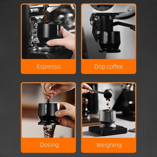 MHW-3BOMBER 58mm Aluminium Alloy Coffee Powder Picker Dosing Cup with Dosing Ring  Blind Shaker Coffee Powder Receiver Container Press Coffee Espresso Distribution Tool Fits 58mm Portafilter 