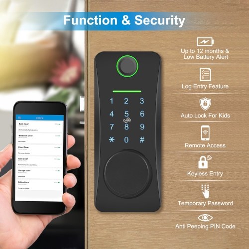 5-in-1 Keyless Smart Lock Electronic Digital Lock with Touchscreen Keypad Set TUYA App Remote Control 