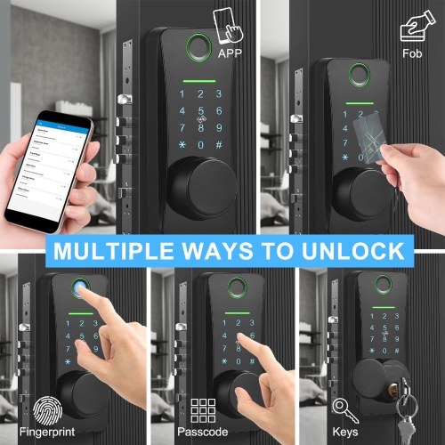5-in-1 Keyless Smart Lock Electronic Digital Lock with Touchscreen Keypad Set TUYA App Remote Control 