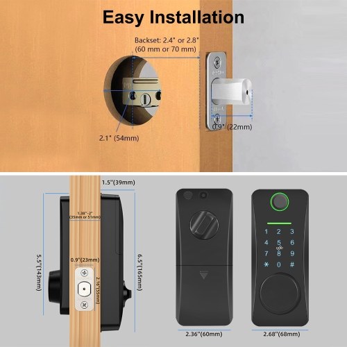 5-in-1 Keyless Smart Lock Electronic Digital Lock with Touchscreen Keypad Set TUYA App Remote Control 
