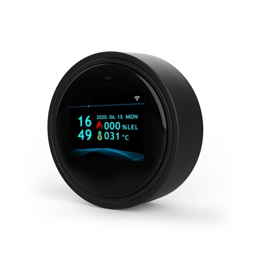 Gas Leak Detector WiFi Home Gas Alarm Tuya APP Monitor Mini Gas Detector for Home Kitchen Bathrooms Warehouses Color LCD Screen Kitchen Natural Propane Gas Detector 