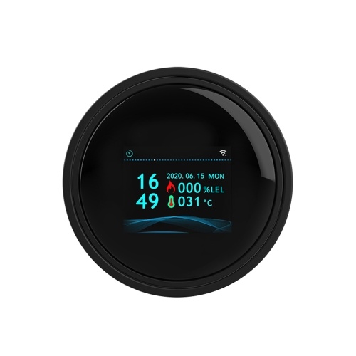 Gas Leak Detector WiFi Home Gas Alarm Tuya APP Monitor Mini Gas Detector for Home Kitchen Bathrooms Warehouses Color LCD Screen Kitchen Natural Propane Gas Detector 