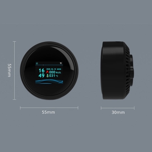 Gas Leak Detector WiFi Home Gas Alarm Tuya APP Monitor Mini Gas Detector for Home Kitchen Bathrooms Warehouses Color LCD Screen Kitchen Natural Propane Gas Detector 