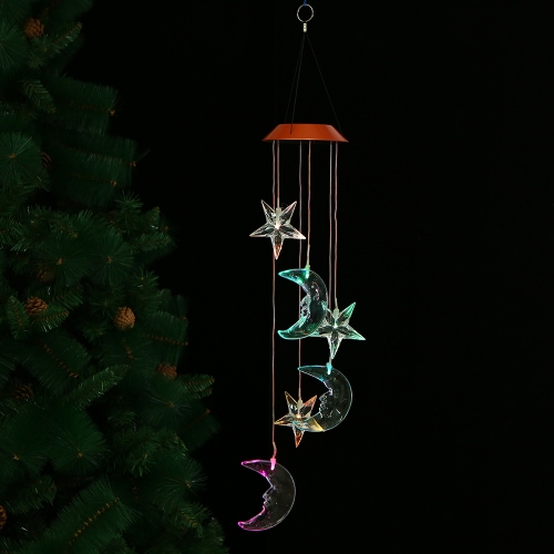 Color-Changing LED Solar Mobile Wind Chime Pathonor Changing Light Color Waterproof Six Hummingbird Wind Chimes For Home/ Party/ Night Garden Decoration