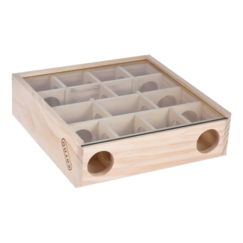 Natural Wood Maze Tunnel Pet Chewing Toy Small Animal Playground With Glass Cover For Hamster Rat Mouse Chinchilla Gerbil