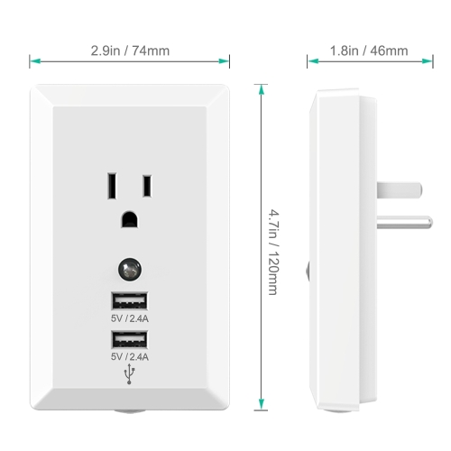 Socket Wireless Home Plug Socket with Night Light Adaptor Plug with USB Interface