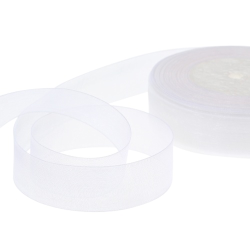 

25мм 50 ярдов / рулон Silk Organza Transparent Ribbon DIY Making Christmas Ribbons