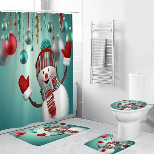 

4 Piece Christmas Theme Bathroom Decoration Non Slip Rug
