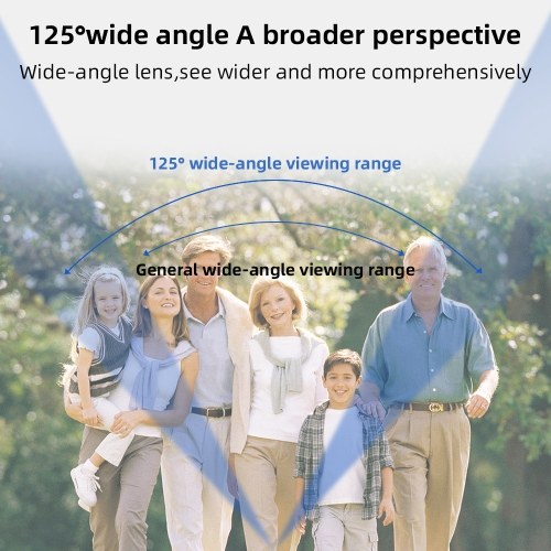 Smart Doorbell Ring Door Camera Wireless Intelligent Video Bell Camera 125 Degree Wide-angle Lens Bidirectional Visual Intercom Doorbell Night Vision One-button Wake-up for Villa Home Office Apartment