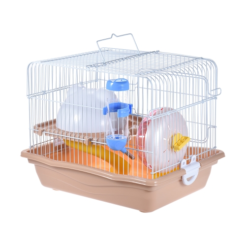 

Small Animal Hamster Gerbil Mouse Rat Cage Habitat House Hideout Playground 2-story with Feeder Water Bottle Silent Wheel Ladder Pet Supplier