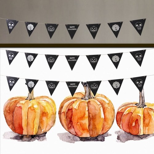 

Halloween Hanging Paper Banner Hollow-Out Triangle Flag