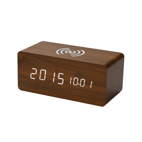 

Qi Wireless Chargings USB Wooden LED Alarm Clock