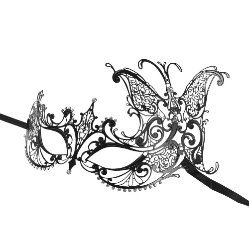 

FESTNIGHT Luxury Butterfly Design Silver Laser Cut Metal Half Mask