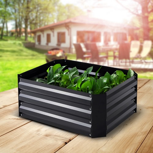 iKayaa Rectangle Metal Raised Garden Bed Planter