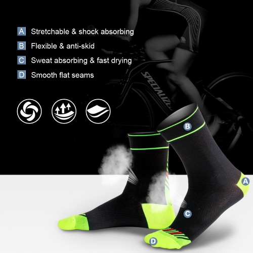 

3 Pairs Men's Chinlon Athletic Cycling Socks Moisture Wicking Quick Dry Outdoor Running Hiking Socks for US 8.5-10 / UK 7.5-9 / Eu