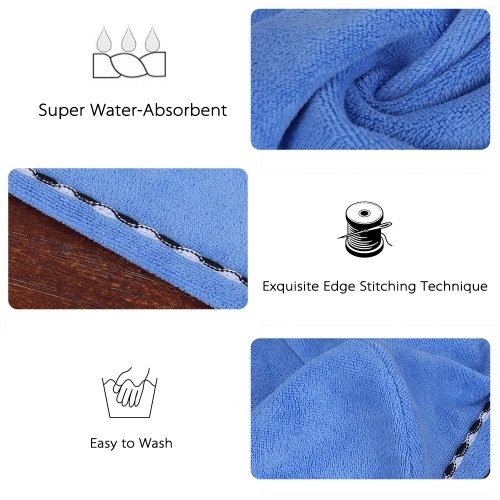 

2pcs Soft Microfiber Quick Dry Hair Drying Towels Water-Absorbent Dry Hair Cap Bath Shower Wrap Turban Towel with Button for All Hair Types and Lengths