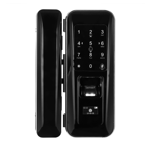 Fingerprint & Touchscreen Smart Lock Digital Lock for Double Open Glass Door Fingerprint Lock Electronic Keyless Touch-screen Door Lock Fingerprint Door Lock for Glass Door