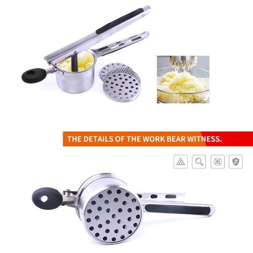 Silica Gel Anti-Skidding Hand Shank Stainless Steel Potato Ricer Multi-functional Potato Pressing Device Puree Tool