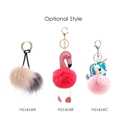 

Soft Faux Fur Ball Key Chain Pompom Key Ring Handbag Purse Car Pendant Ornament Decor