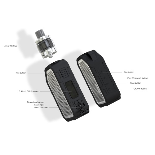 

WISMEC Active BT Music TC Kit 4.5ml Amor NS Plus Atomizer Built-in 2100mAh Li-ion Battery E-cigarette Vape Kit