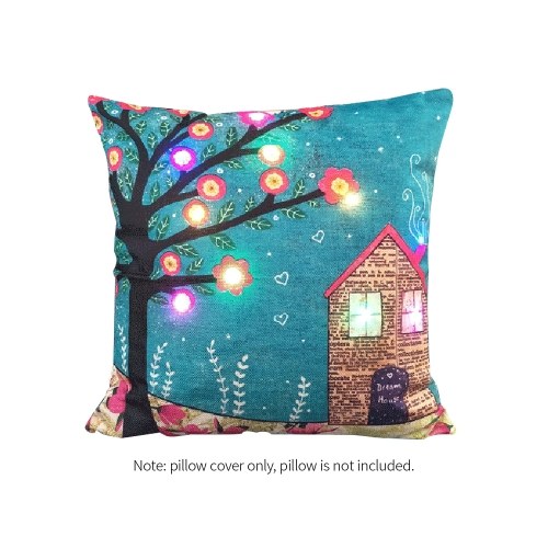 

18 * 18 inches / 45 * 45cm Linen Colorful LED Light Merry Christmas Cushion Cover Decorative Sofa Car Throw Pillow Case