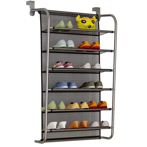 

6-Tier Shoe Rack Over The Door Shoe Organizer Hanging Shoe Storage Mesh Lining Shelf