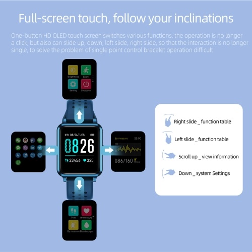 

Smart Watch Fitness Tracker Heart Rate Monitor Body Temperature Sleep Monitor Blood Pressure Water Resistant 1.3" Color Touch Screen Activity Tracking Pedometer for Women Men Kids