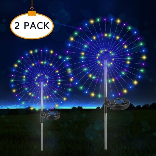 Outdoor Solar Garden Decorative Lights 150 LED String Landscape Light-DIY Flowers Fireworks Trees for Walkway Patio Lawn Backyard,Party Decor 2 Pack