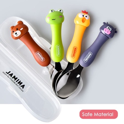 

Children Stainless Steel Spoons Students Cute Portable Tableware Lovely Cartoon Animal Spoons
