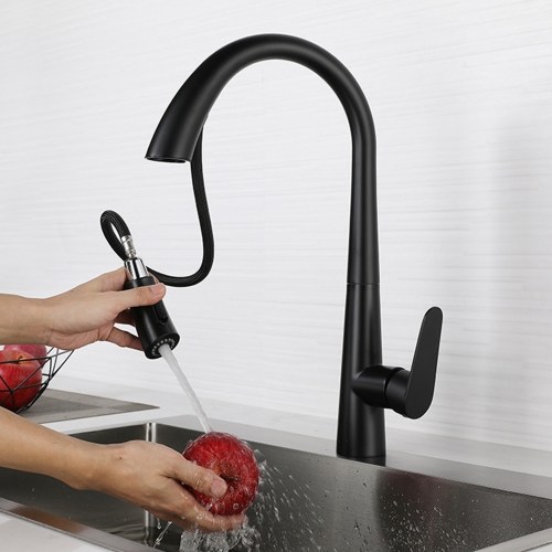 

360°Swivel Pull Out Kitchen Faucets with 2 Spray Modes High Arc Bathroom Sink Faucets Pull Down Sprayer Ceramic Valve Basin Water Tap with Cold & Hot Water Inlet Pipes