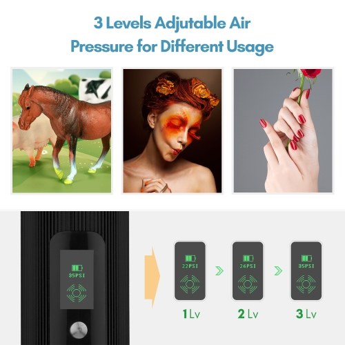 

Portable Airbrush Kit with Compressor Handheld Cordless Air Brush Pen with LCD Screen Dual-Action 3-level Adjustable Pressure Built-in Battery for Painting Model Coloring Nail Art Makeup Cake Decorating