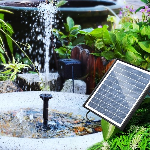 6.5W Solar Fountain Pump 200L/H Flow Rate Small Pond Pump DC Brushless Solar Powered Fountain Pump with 8 Nozzles 6 Modes for Bird Bath / Pond / Garden / Backyard / Landscape 