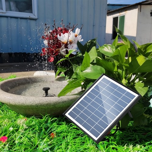 6.5W Solar Fountain Pump 200L/H Flow Rate Small Pond Pump DC Brushless Solar Powered Fountain Pump with 8 Nozzles 6 Modes for Bird Bath / Pond / Garden / Backyard / Landscape 