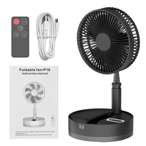 9-inch Portable Pedestal Fan 10800mAh Battery Type-C Rechargeable Oscillating Standing Fan with LED Night Light Remote Control Telescopic 4 Speed Quiet Timer Fan for Home Kitchen Outdoor Camping 