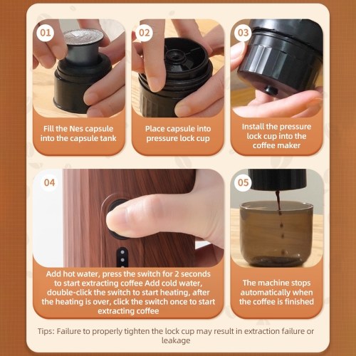 Portable Electric Espresso Coffee Machine Cordless Heating 3oz Single Serve Mini Coffee Maker with 3-IN-1 Coffee Powder/N Capsule/DG capsulee Bin 92℃ Smart Brew 20Bar Pump Pressure 7500mAh Battery 